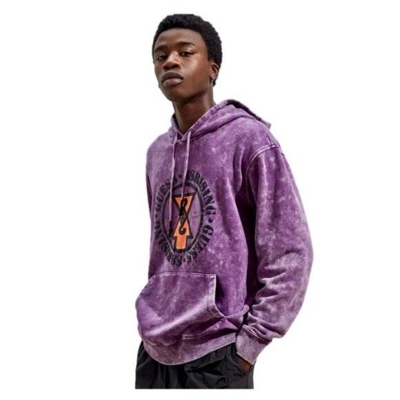 GUESS 88 RISING HOODIE SWEATSHIRT HEAD IN THE CLOUDS SZ L PURPLE ACID STREETWEAR - Picture 2 of 16